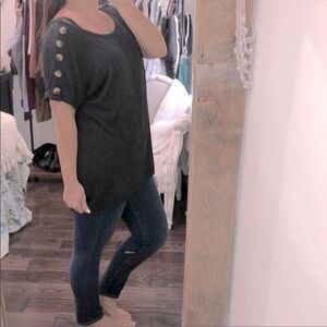 Always Indigo plus size 1X grey cozy top